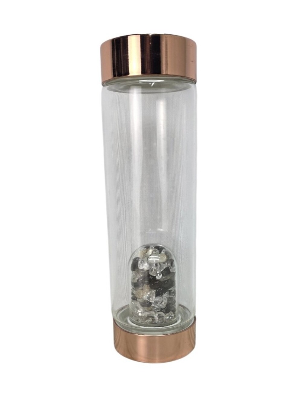 Crystal Infuser Glass Water Bottle with Rose Goldtone Caps